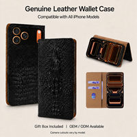 Étui de luxe en cuir véritable gaufré crocodile avec porte-cartes et fermeture magnétique pour iPhone 18 Pro Max 17 16 15 14 13 12