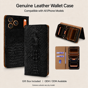 Étui de luxe en cuir véritable gaufré crocodile avec porte-cartes et fermeture magnétique pour <span class=keywords><strong>iPhone</strong></span> 18 <span class=keywords><strong>Pro</strong></span> <span class=keywords><strong>Max</strong></span> 17 16 15 14 13 <span class=keywords><strong>12</strong></span> - Product Image 1