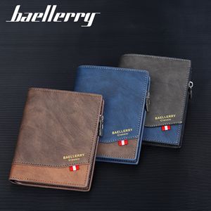 Portefeuille court de luxe Baellerry pour homme, fin, à trois volets, avec fermeture éclair, porte-monnaie en cuir PU, porte-cartes avec fonction RFID Billie - Product Image 2