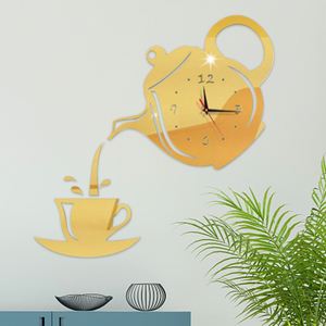 3D DIY Teapot Shape <b>Wall</b> <b>Clock</b> Acrylic Mirror <b>Clock</b> Modern Kitchen Home <b>Decor</b> <b>Wall</b> Sticker Hollow Digital <b>Clock</b> - Product Image 6