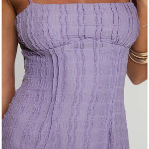 Vestido plisado fruncido para mujer, vestido con tirantes finos y escote sin tirantes para mujer - Product Image 5