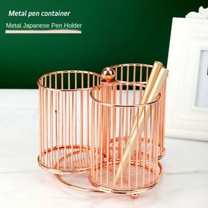 Nouveau porte-stylo multifonctionnel en métal pour bureau, boîte de rangement, étui à crayons rond tendance, organisateur de stylos rotatif, papeterie - Product Image 2