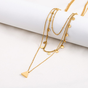 สร้อยคอชั้นเรขาคณิตสร้อยคอทองคำสามชั้นเครื่องประดับแฟชั่น - Product Image 3