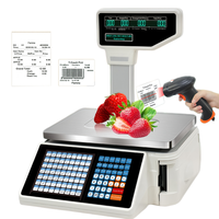 Báscula con Impresora de Etiquetas de Precio para Productos Frescos de Supermercado, Báscula Comercial Todo en Uno con Impresora de Etiquetas de Recibo