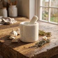 Mortier et pilon en marbre blanc naturel de haute qualité, très demandés