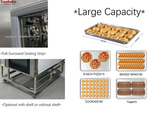 Thép không gỉ 8 khay hot-không khí điện Lò nướng đối lưu, dropship Nhà cung cấp cho lò nướng đối lưu + Bột bằng chứng với hơi nước - Product Image 4