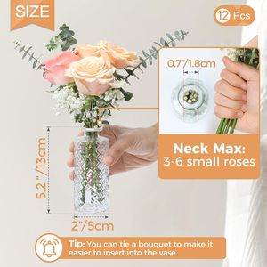 <span class=keywords><strong>Vasi</strong></span> in Vetro Cilindrici Piccoli <span class=keywords><strong>con</strong></span> Motivo a Diamante in Rilievo per Centrotavola e Decorazioni Domestiche - Product Image 6