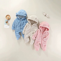 Combinaison chaude et confortable pour bébé fille, avec capuche à oreilles d'ours, épaisse, pour l'automne