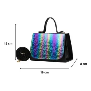 Bolso Bandolera para Mujer Fana, Correa Única, PU Impermeable, Diseño de Estrellas, Cierre de Cremallera Negro, para Primavera/Invierno - Product Image 3