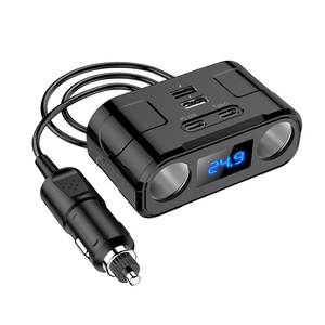 3 Port <b>USB</b> C PD Fast <b>Car</b> <b>Charger</b> With 2 Cigarette Lighter Adapter Socket Splitter for EV <b>Car</b> - Product Image 1