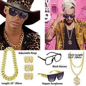 PAFU Kit de disfraz de Hip Hop 80s 90s Accesorios de <span class=keywords><strong>rapero</strong></span> Kit de disfraz de fiesta de Hip Hop - Product Image 5