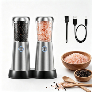 Molinillo de Sal Recargable de Gran Capacidad de 165 ml, Molinillo de Pimienta de Acero Inoxidable Premium con Luz LED - Product Image 1