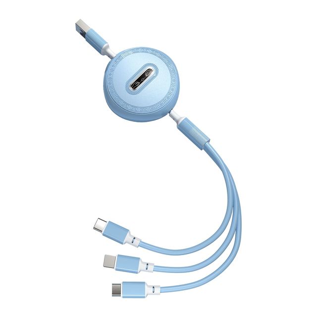 Macaron Retractable Three-in-one Data Cable Suitable for for Type-C Phone 1m Fast Charging & Data Transfer