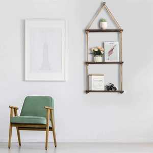 2026 Vintage esagono ripiano galleggiante fatto a mano in metallo acciaio altalena portaoggetti in juta Design moderno per uso domestico vaso di stoccaggio - Product Image 5
