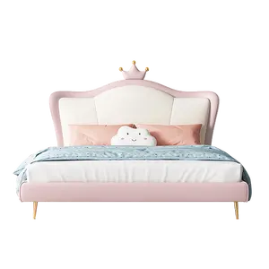 यूरोपीय स्टाइलिश बच्चों को बिस्तर पर पोलैंड राजकुमारी लड़की और लड़के बिस्तर के कमरे के बच्चों का ताज हेडबोर्ड बिस्तर बच्चों