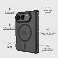 Étui magnétique premium à deux pièces pour iPhone Duo avec dos en PC antichoc et protection de charnière en TPU pour iPhone 18 Duo