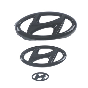 Ensemble d'emblèmes logo Hyundai noir 3 pièces en ABS, installation facile, 09124z, pour calandre avant, coffre et garniture décorative de portière de voiture - Product Image 1