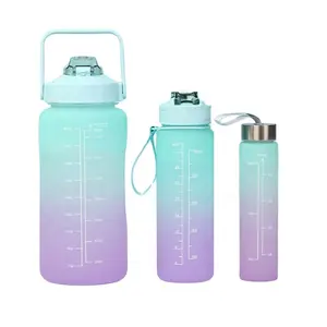 Botol air olahraga plastik, set botol air 3 potong bahan PC uniseks
