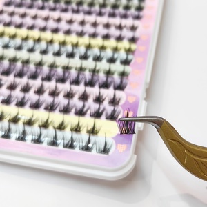 Pinky Leem Lash Applicator Tool DIY False Eyelash Pinzette Tool <b>Stainless</b> <b>Steel</b> Curved Eyelash Tweezers for Cluster Lash <b>Strip</b> - Product Image 2