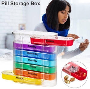 Organizador de Pastillas Portátil Transparente de 7 Niveles y 28 Compartimentos, Apilable, a Prueba de Humedad, Caja de Medicamentos de Plástico - Product Image 5