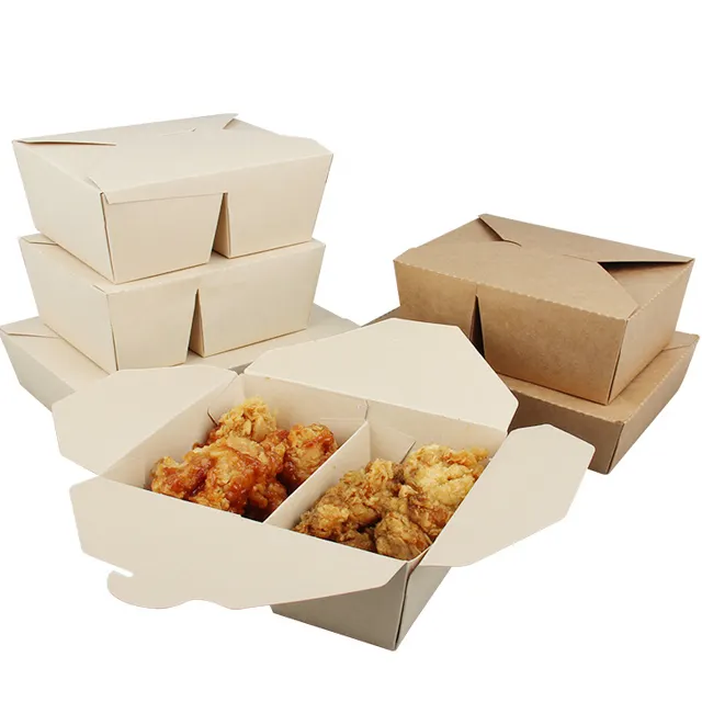 Double-Matching Breathable Fried Chicken Box Chicken Rice Flower Chips Split Lunch Box Take-Out Commercial Paper Lunch Box