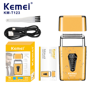 KEMEI KM-T123 Mens Electric Shavers 1200mAh 8500RPM High Speed Adjustable IPX5 Waterproof USB <strong>Charger</strong> 2Blade Male Beard Remover - Product Image 1