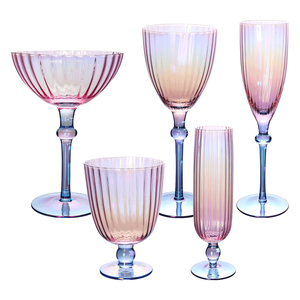 Verres à vin cannelés irisés Aurora de luxe nordique, <span class=keywords><strong>d</strong></span>égradé rose-bleu, flûte à champagne, gobelet à cocktail - Product Image 3