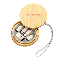 Kotak Penyimpanan Multifungsi Portabel Kabel Data Pengisian Cepat Ramah Lingkungan dari Bambu, Kayu, dan Jerami Gandum, Pengatur Charger Universal