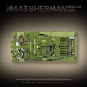 Ensemble de blocs de construction de char Sherman M4A3 de la Seconde Guerre mondiale, modèle de véhicule historique à l'échelle 1:18, jouet éducatif de collection pour adultes et enfants, cadeau - Product Image 4