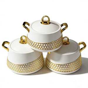 Juego <span class=keywords><strong>de</strong></span> 3 calentadores <span class=keywords><strong>de</strong></span> alimentos <span class=keywords><strong>de</strong></span> alta resistencia con asa Royal Crown <span class=keywords><strong>y</strong></span> diseño <span class=keywords><strong>de</strong></span> panal dorado, 2L, 2.5L, 3L, para supermercados <span class=keywords><strong>y</strong></span> negocios minoristas africanos - Product Image 6