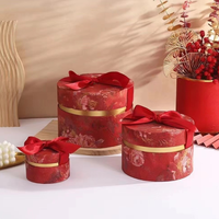 Boîte-cadeau de Noël de luxe en gros personnalisée, boîtes-cadeaux de proposition de demoiselle d'honneur personnalisées, boîtes rondes en papier avec nœud en ruban