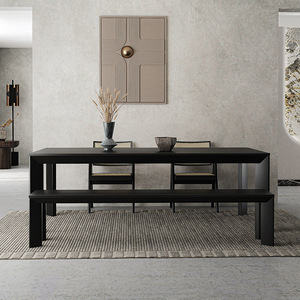 Modern Minimalist Solid Wood Dining Table Rectangle Black Ash Wood Stable Design For Dining Room - Product Image 4