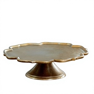 Support à gâteau en métal rond en forme de fleur, finition antique, plateau de service pour desserts et fêtes, présentoir décoratif pour gâteaux de Noël - Product Image 1