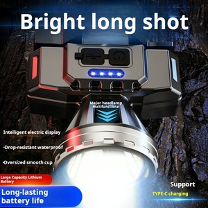 Xinsite 1800mAh cảm ứng LED Đèn pin không thấm nước XHP50 với ABS Loại C Pin cho câu cá đi bộ đường dài đầu <span class=keywords><strong>Torch</strong></span> ngân hàng điện - Product Image 3