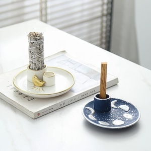 Encens et bougeoir pour brûler la sauge Palo Santo Holder Ash Catcher Tray for Smudge Meditation Yoga Porte-encens en céramique - Product Image 1