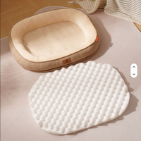 Lit pour chien de luxe LUMIN, housse lavable, nouveau design, canapé-lit en fausse fourrure, motif uni, fonction chauffante, rembourrage en coton, lavage mécanique