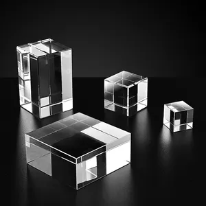 JY Diskon Besar K9 Kristal 3D Laser Mengukir Bentuk Yang Berbeda Komposisi Persegi Blok Kaca Kecil Kubus Kosong