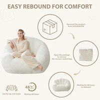 Fauteuil pouf convertible moderne en tissu, une place, surdimensionné, doux et moelleux, avec accoudoirs, pour adultes et adolescents, idéal pour le gaming et la lecture