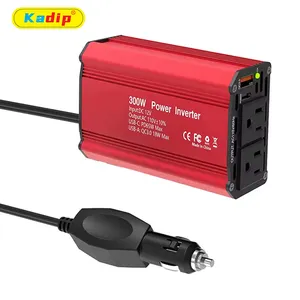 Yeni tasarım 300watts araç invertörü 12v ac 110v çift usb portları ile PD65W QC3.0