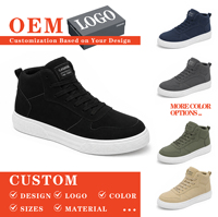 Baskets montantes en cuir suédé mat lisse avec logos personnalisables, lacets interchangeables, tissus supérieurs modifiables et semelle extérieure ajustable