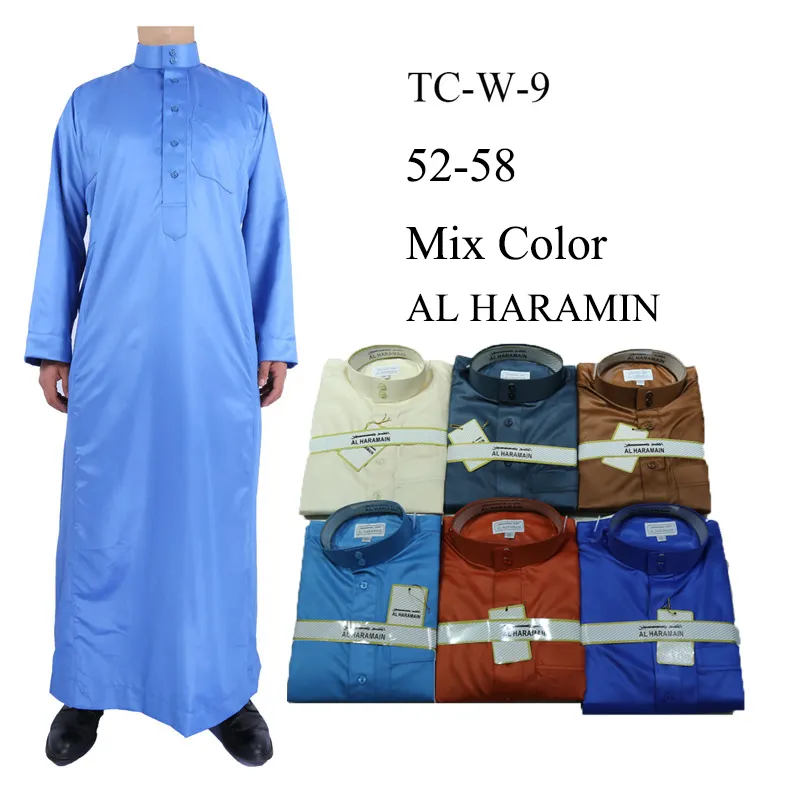 2024 High Quality Saudi Style Haramain Men Islamic Clothing Jubba Thobe Clothing Wholesale