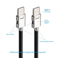 Kabel Pengisian Daya Cepat USB-C ke USB-C Berpelindung dengan Pengisian Cepat PD 60W dan Transfer Data, Bahan PVC
