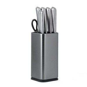 Nouvel ensemble de couteaux de cuisine en acier inoxydable avec ciseaux, manche creux et bloc de rangement - Product Image 1