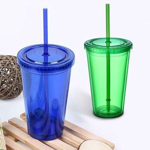 <b>Reusable</b> Plastic Tumbler With Lid And <b>Straw</b> In Multiple Colors For Party And Travel Use - Product Image 3