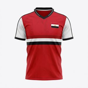 Maillot de football sur le thème des Pharaons Égyptiens, rouge, blanc, noir, tissu en maille respirant, tenue d'équipe personnalisée, commande en gros - Product Image 1
