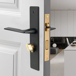 Poignée de <span class=keywords><strong>porte</strong></span> intérieure noire moderne pour salle de bain, avec serrure, pour profil de <span class=keywords><strong>porte</strong></span> en aluminium, ensemble de quincaillerie à levier de différents types - Product Image 3
