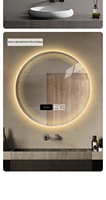 Miroir de salle de bain mural LED anti-buée en verre de luxe avec écran tactile et laser, personnalisable