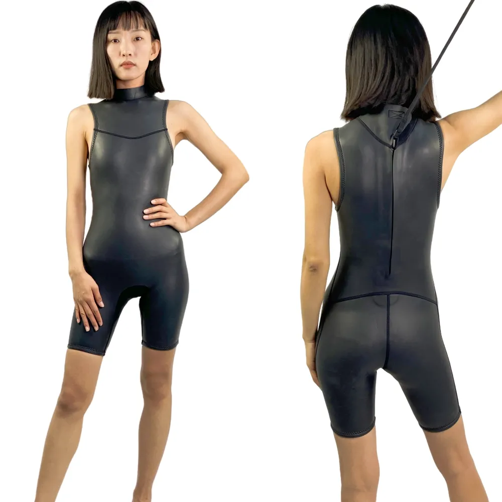 2023 Женский гидрокостюм SAINUO со скользкой кожей, 2 мм, Цельный купальник с длинным рукавом, на молнии, для серфинга, купальный костюм для дайвинга для женщин