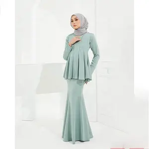 Alta calidad mujeres musulmanas abaya multicolor islámico Dubai conjunto vestido Baju kurung