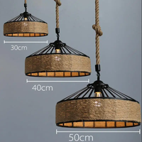 Suspension en rotin tissé de style américain Chandelier industriel rétro côtier pour hôtel restaurant